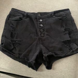 High waisted black shorts